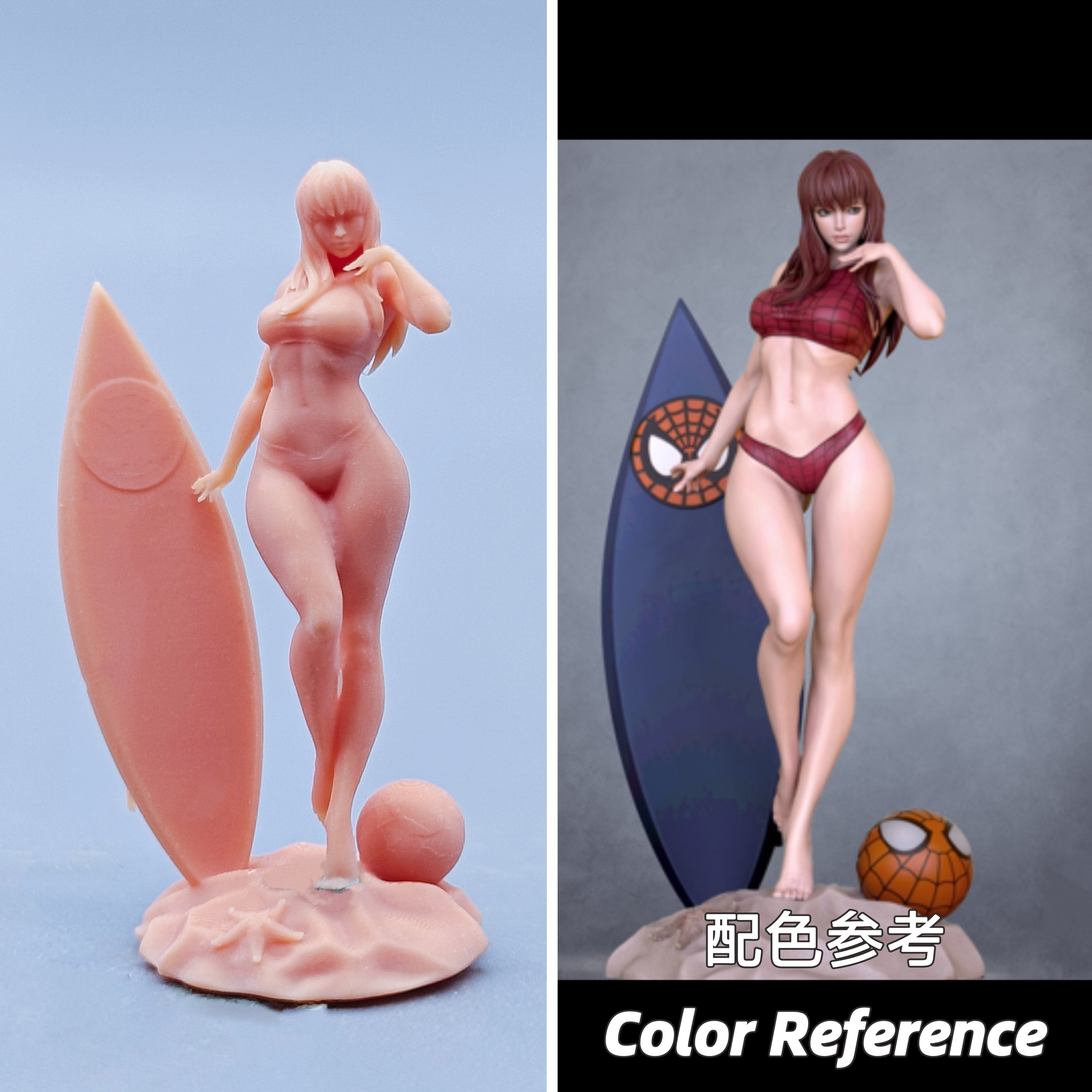 【嗯哼模型】现货1:64人偶1:43微缩白模 沙滩泳衣女孩 D408 D409