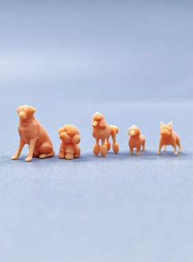 SuperGe1/64白模人偶拉布拉多泰迪腊肠犬贵妇犬法斗素模S040