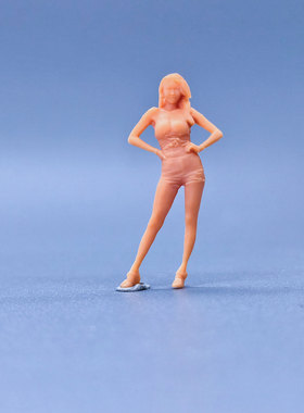SuperGe1/64白模人偶站姿叉腰热裤女孩素模直接上色S921