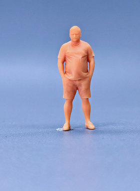 SuperGe1/64白模人偶插口袋短裤矮胖男素模直接上色T111