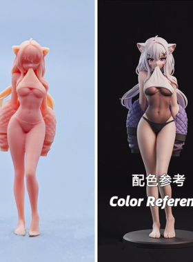 【嗯哼模型】现货1:64人偶1:43微缩白模 咬衣服可爱猫女 D624