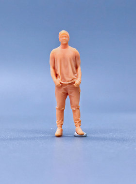 SuperGe1/64白模人偶织帽长背心型男红腊素模可直接上色S232