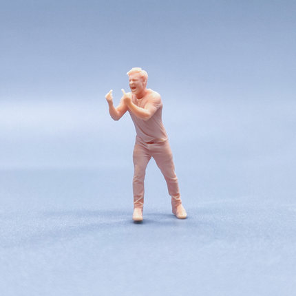 【嗯哼模型】1:64人偶1:43微缩白模站姿愤怒Rock Fxxk手势男 V902
