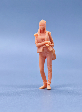 【嗯哼模型】现货1:64人偶1:43微缩白模背着包包女子 L311