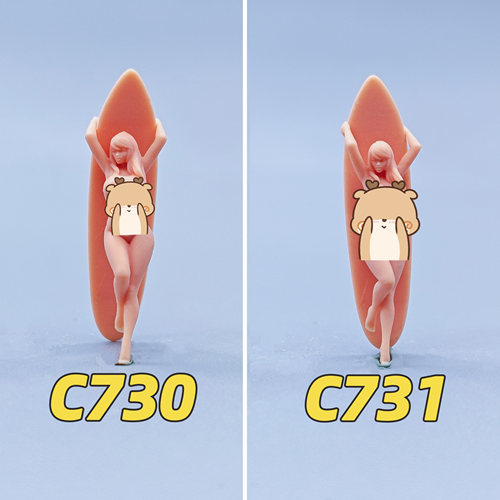 【嗯哼模型】现货1:64人偶1:43微缩白模  冲浪板女孩 C730 C731
