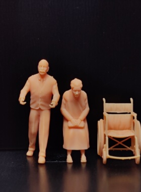 SuperGe1/64白模人偶老爷爷推老奶奶素模直接上色T525