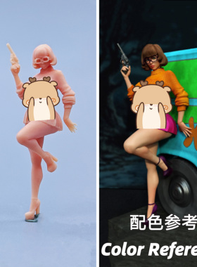 【嗯哼模型】现货1:64人偶1:43微缩白模  靠姿拿枪女生 C721