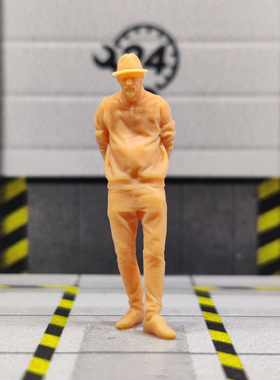 SuperGe1/64白模人偶靠姿帽子胡子男可直接上色手工handmadeS504