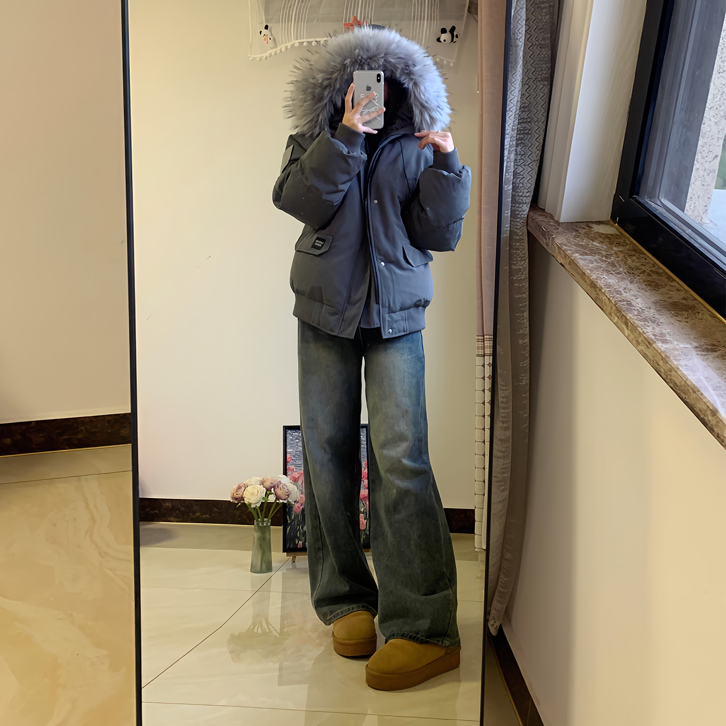 工装派克棉服女毛领保暖棉衣外套