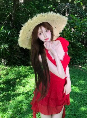 法式甜美风红色荷叶边套装女夏一字肩收腰显瘦度减龄穿搭假穿搭
