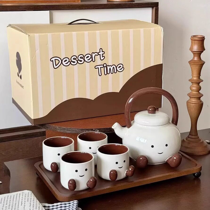 可爱陶瓷墩墩脚丫咖啡杯碟套装茶壶家用马克单杯女生日礼物伴手礼