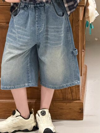 2026夏新款儿童牛仔短裤大童复古中裤潮童百搭裤子