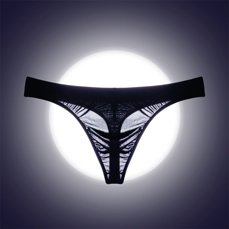 아이스 실크 시스루 편안한 남성용 끈 팬티 로우 웨이스트 탄성 통기성 보이지 않는 대형 파우치 와이드 웨이스트 섹시한 게이 속옷