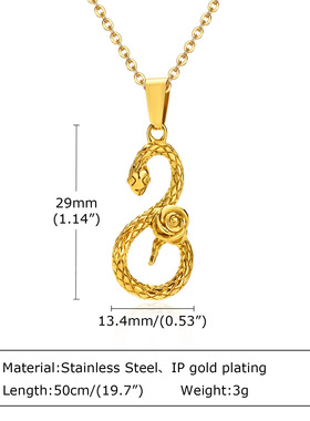 26个字母O吊坠Q蛇项链女圆牌钛钢心形吊牌狼头玫瑰花首饰品PN1600