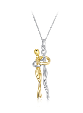 原创亲情拥抱项链浪漫情人节礼物s925纯银项链锁骨链情侣小众设计