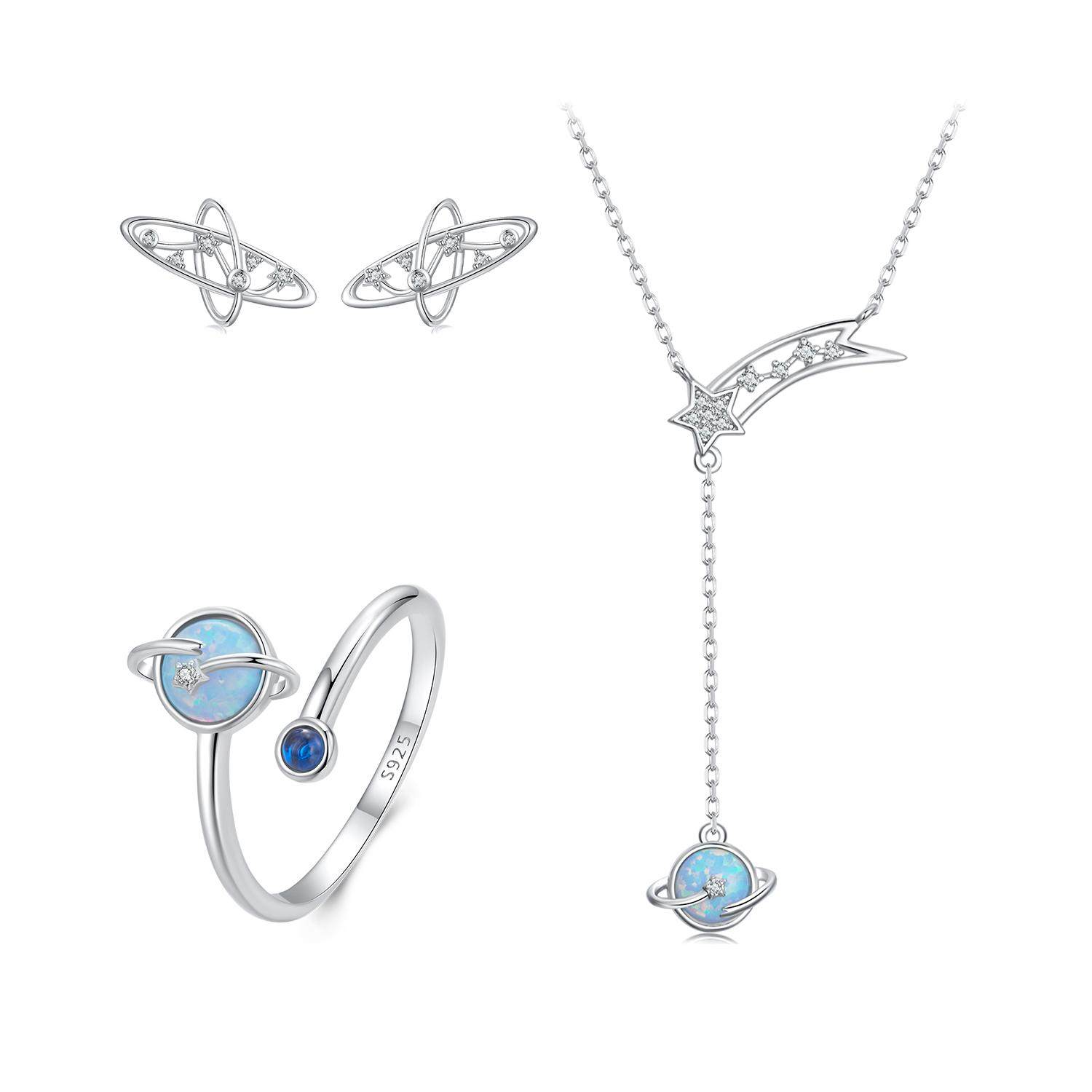 神秘银河原创银河星球套装s925纯银澳宝欧美流行女首饰轻奢小众