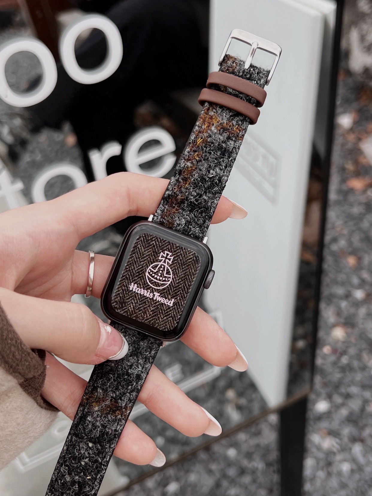 英国正版Harris羊毛呢适用于苹果表带applewatchs978代65SE静静的