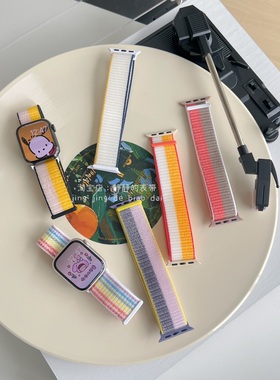 经典尼龙回环魔术贴适用于苹果手表iwatch978代654SE男女静静的表