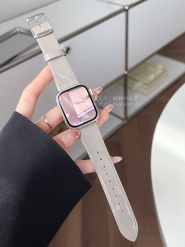 静静的表带亮面白色酒红星光羊皮