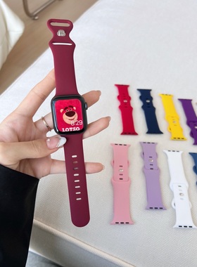适用于苹果手表iwatch9876代SE运动硅胶透气蝴蝶扣柔软情侣款表带