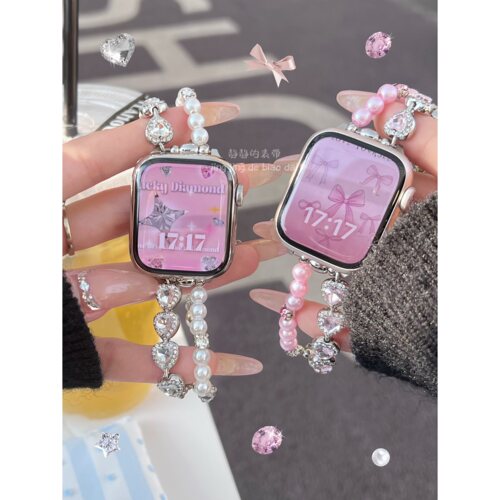 珍珠宝石链钻石精致感静静的表带