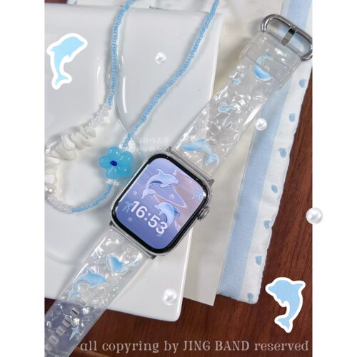 贝壳偏光鲸鱼海洋印花静静的表带