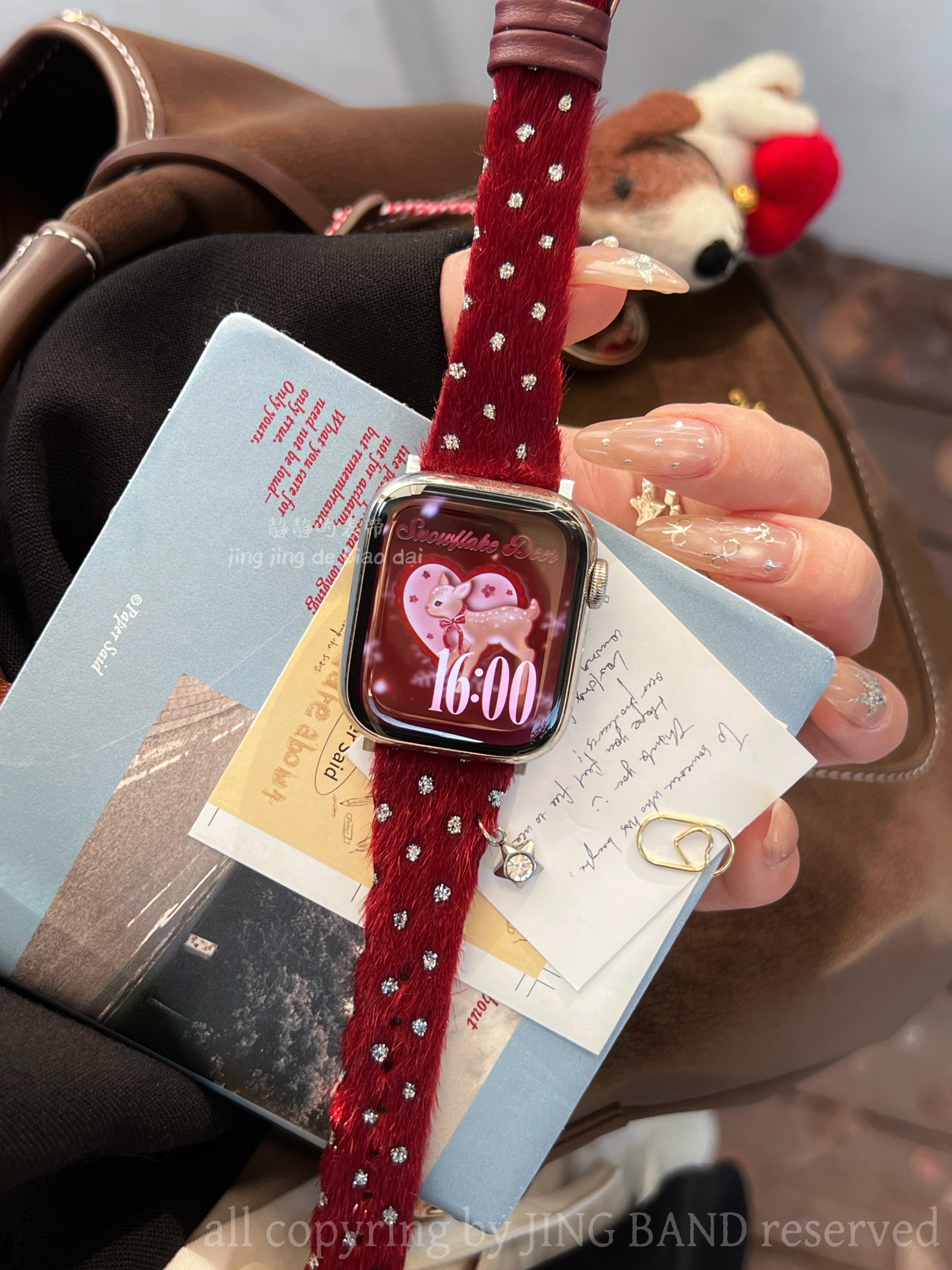 毛绒烫金银闪波点吊坠适用于applewatch苹果手表SE表带iwatch静静,智能设备,智能手表手环表带/腕带,淘宝优惠券,粉丝福利购,淘宝优惠卷