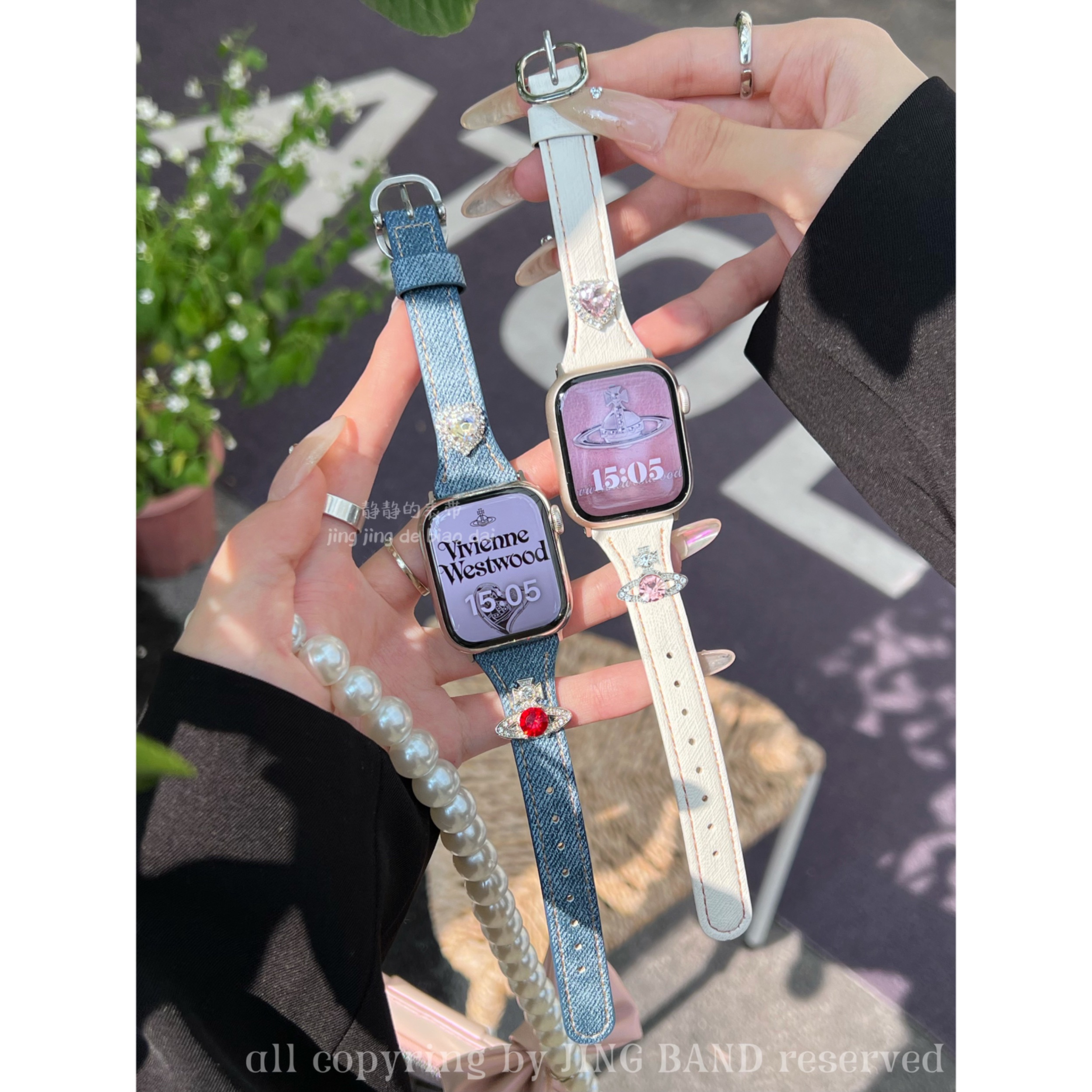 超软细牛仔土星钻复古感s10表带适用于苹果applewatch9静静的表带