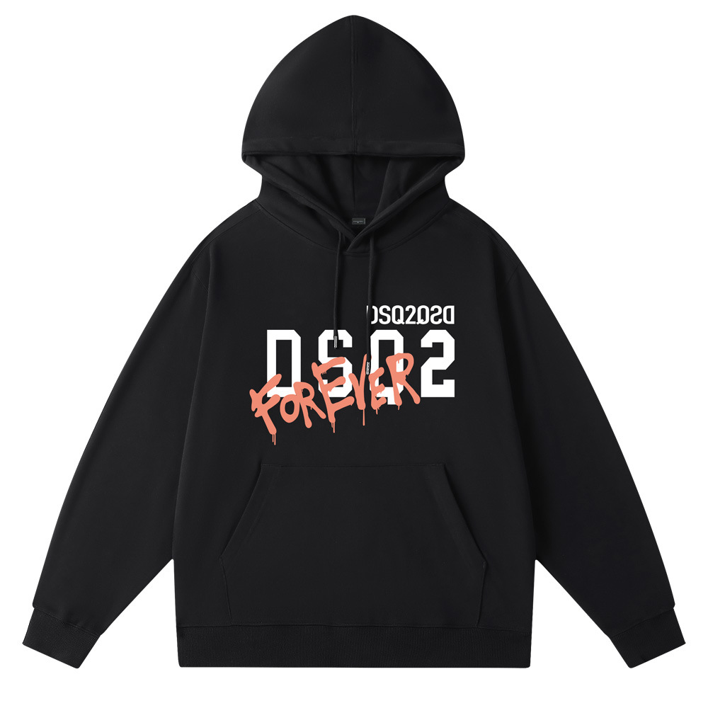 DSQ2小众潮牌美式宽松男士情侣连帽套头卫衣潮休闲纯棉毛圈跨境男