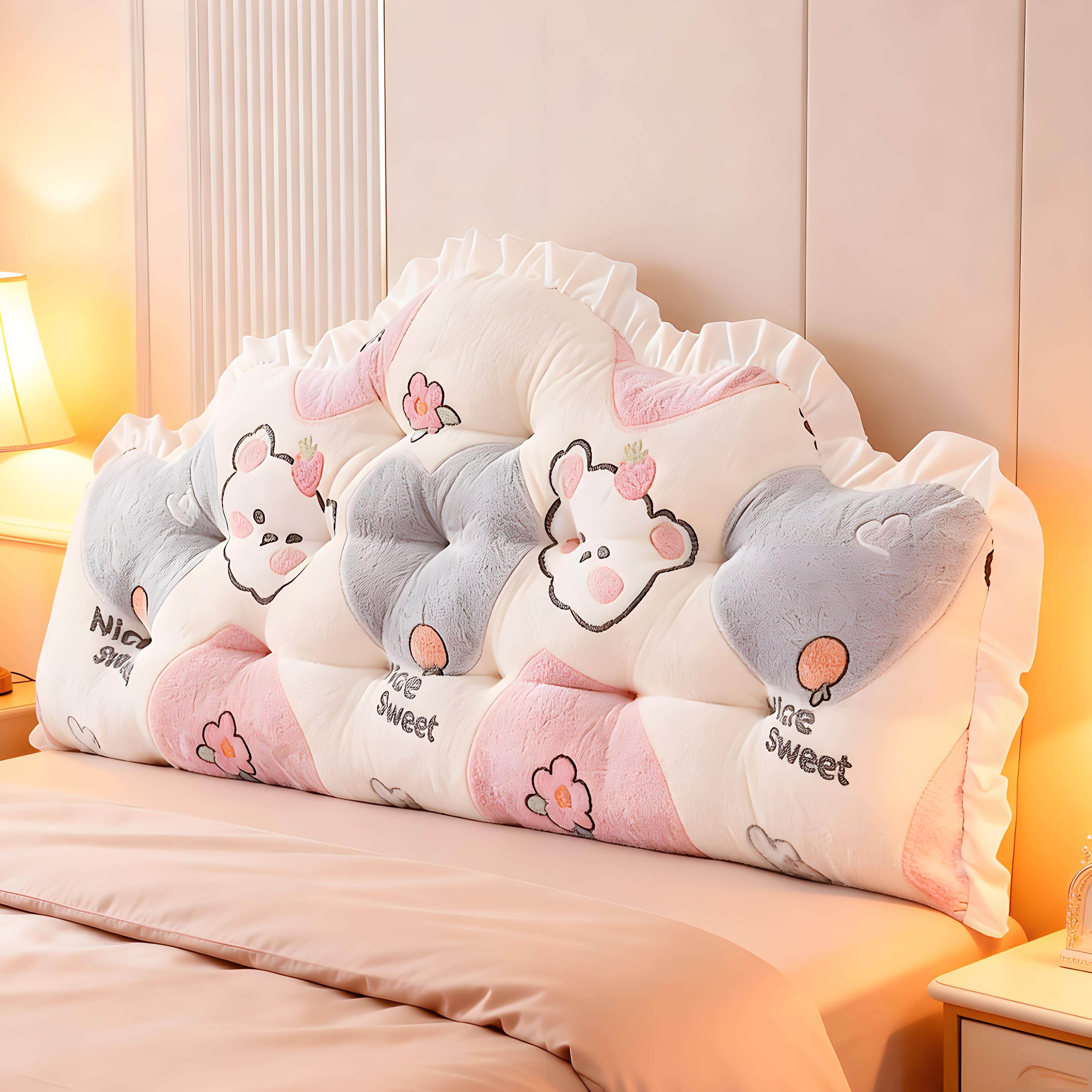 奶油风居家床头软包靠背加绒加高床上靠垫看书大靠枕免洗绑带加固,居家布艺,床头靠垫,淘宝优惠券,粉丝福利购,淘宝优惠卷