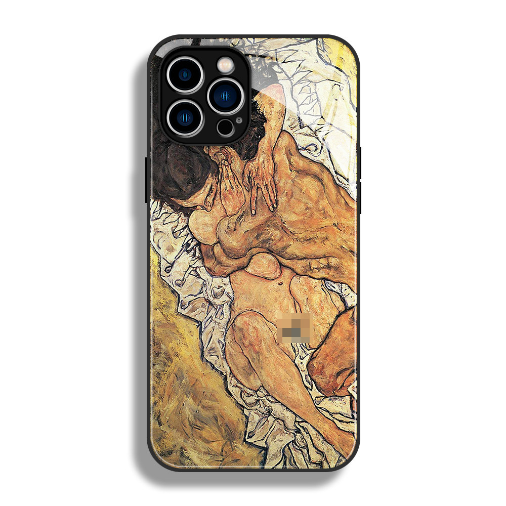 适用华为mate70 60 50 40手机壳iPhonexsmax xr个性艺术油画苹果16 15 14 13 12 11拥抱恋人席勒欧美保护套软
