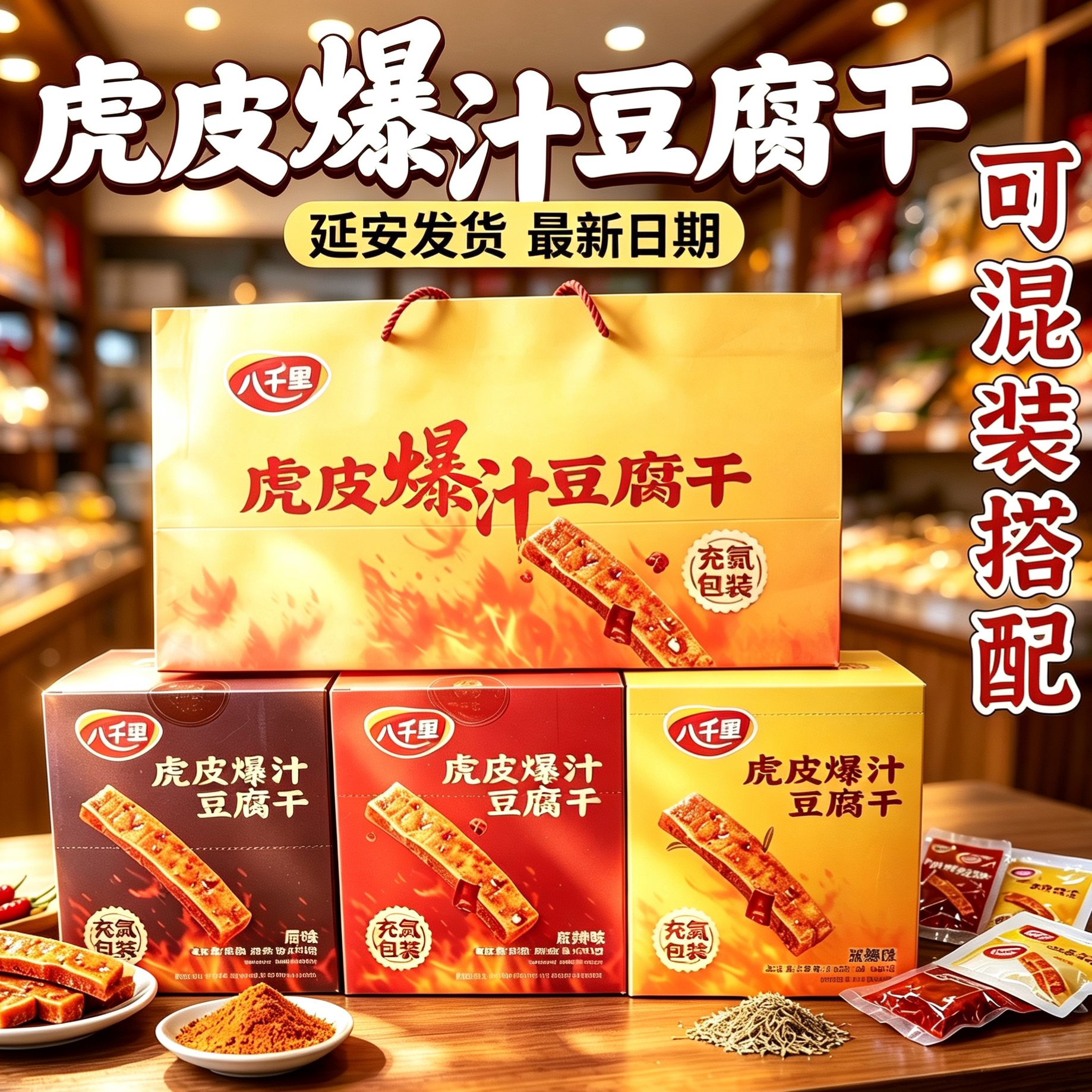 虎皮爆汁豆腐干八千里延安特产休闲解馋香辣麻辣原味豆腐干零食