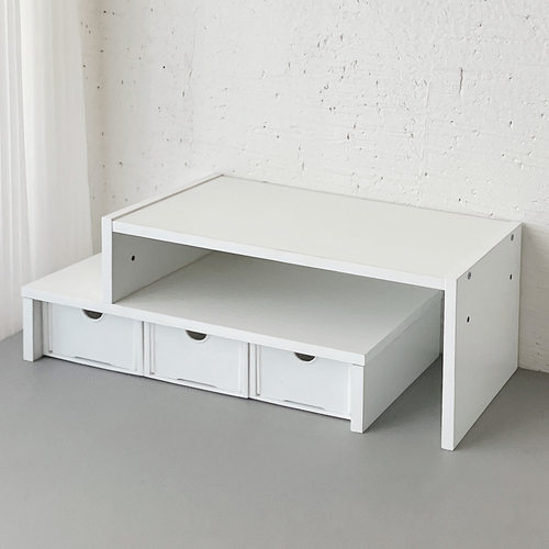 三抽屉桌面增高架办公室显示器垫高笔记本置物架学生书桌抽屉架子