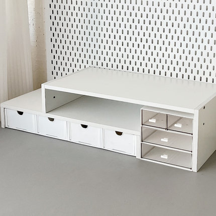 桌面增高架桌面收纳盒笔记本显示器抽屉式宿舍桌上电脑增高架