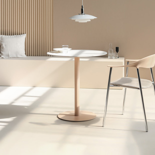 家用咖啡厅休闲用餐办公接待洽谈桌 北欧极简奶油风小圆桌设计师款