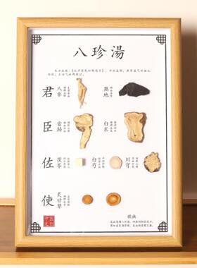 八珍汤A4中草药标本展示相框药材标本画标本diyb