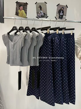 十三行爆款2026春季新款韩版百搭短袖T恤+波点阔腿裤两件套A10192