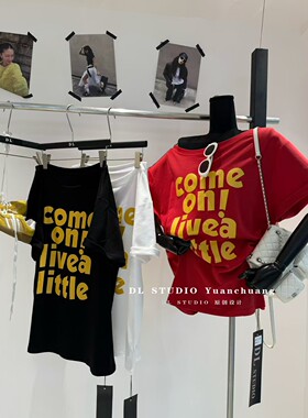 十三行爆款2026春季新款韩版宽松斜肩字母短袖T恤女上衣A10291