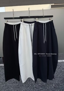 女抽绳休闲卫裤 设计撞色高腰头显瘦弯刀阔腿裤 A10036 新款 2026春季