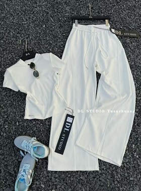 欧洲站2026春季新款韩版时尚休闲宽松显瘦弯刀卫衣阔腿裤A10073