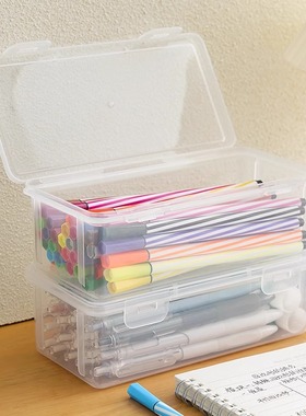 铅笔盒透明文具收纳盒大容量笔筒装蜡笔彩铅马克笔中性笔儿童笔袋