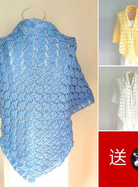 成品 秋冬手工编织钩花三角形旗袍披肩 纯色淑女外搭大围巾