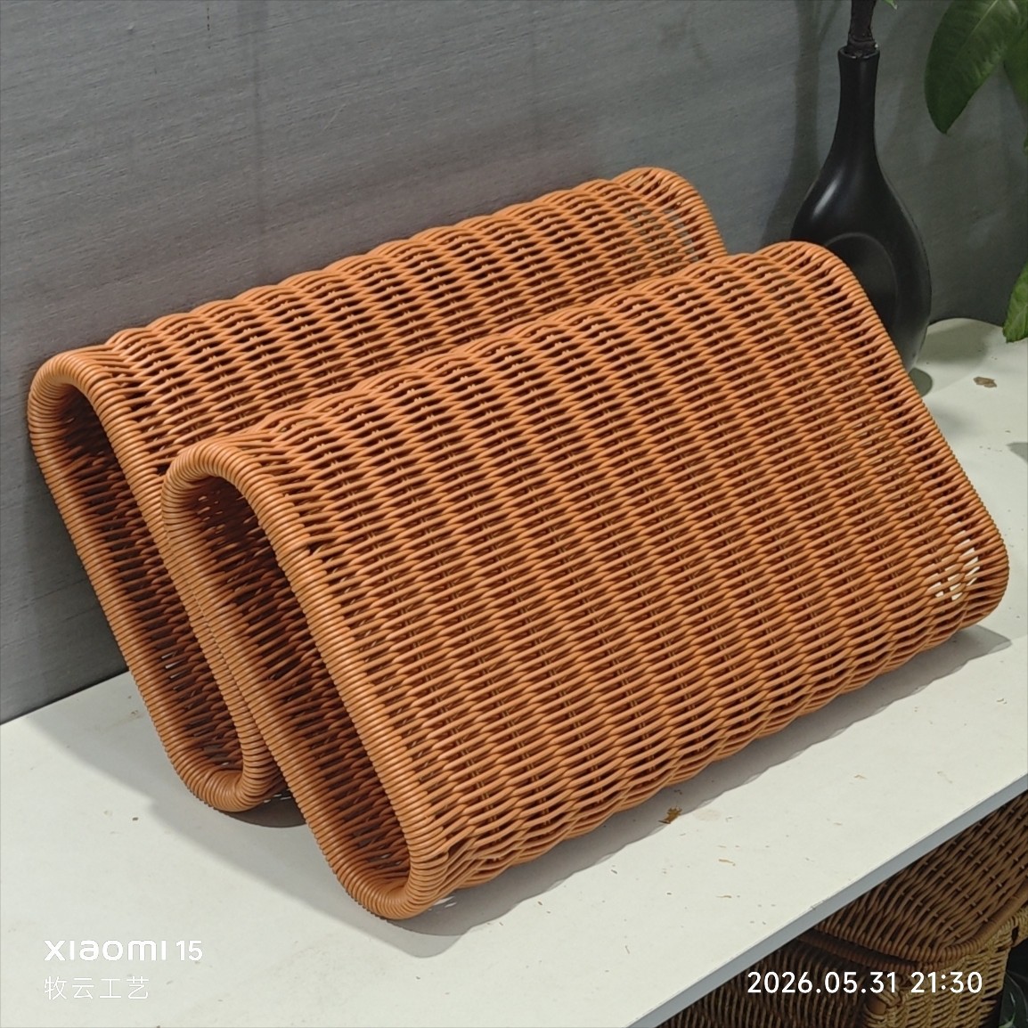 手工编织夏季凉枕头颈椎仿藤编枕