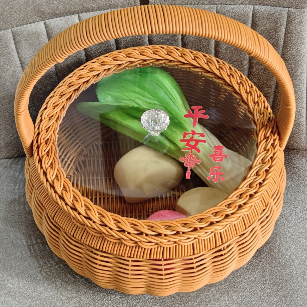 仿藤编创意精致手提礼篮水果干果