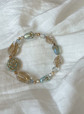 La Habana girl 进口捷克珠手作复古做旧郁金香蔷薇神秘优雅手链