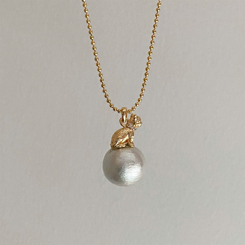 la habana girl 进口棉花珍珠哑光质感猫咪球可爱韩系百搭款项链