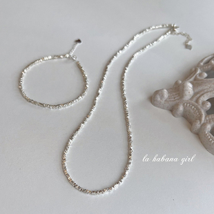 百搭可叠搭万能锁骨项链 LaHabanagirl粼粼涟漪S925碎银子超闪夏季