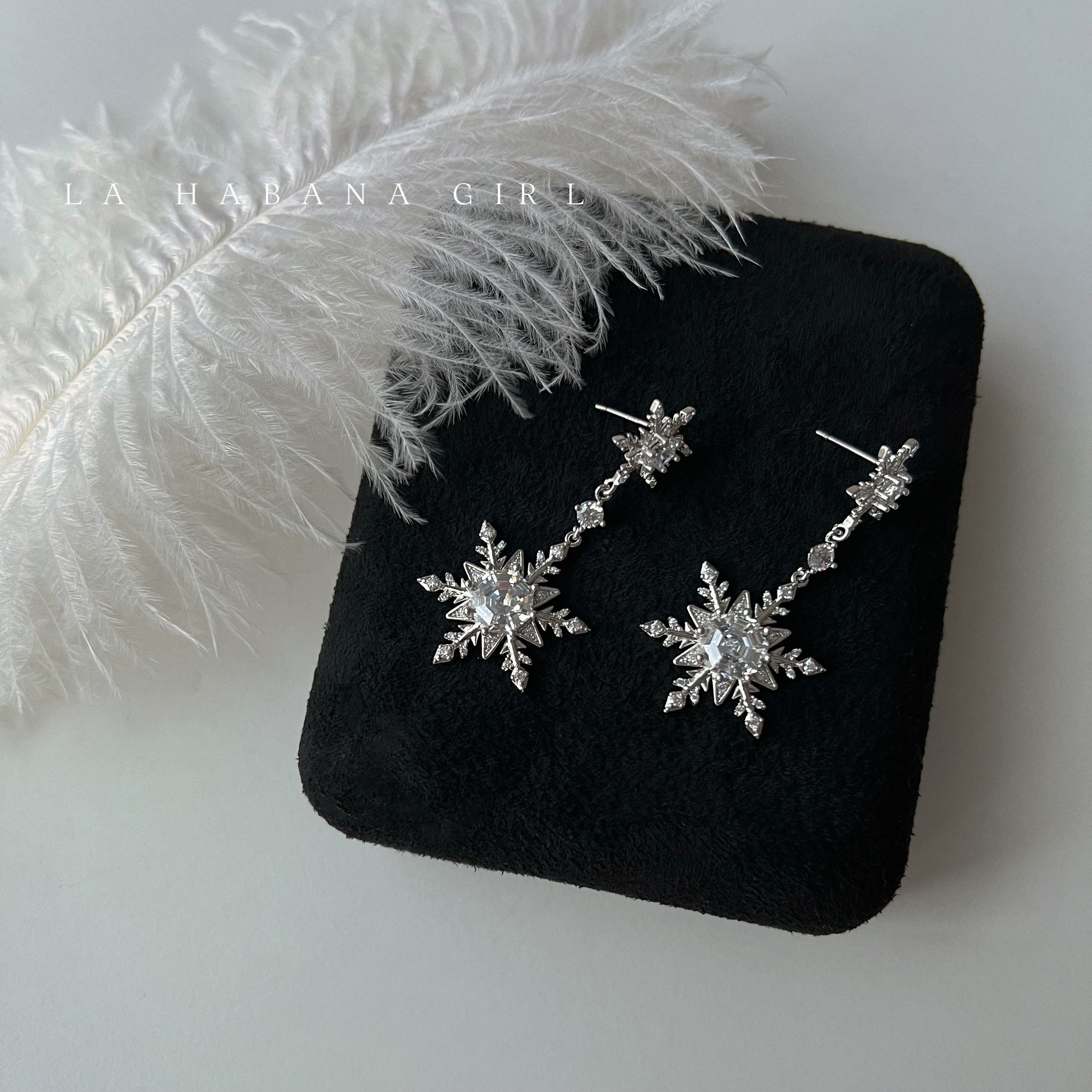 LaHabanagirl冰雪盛典进口奥地利水晶多切面梦幻童话中长雪花耳钉,饰品/流行首饰/时尚饰品新,耳钉,淘宝优惠券,粉丝福利购,淘宝优惠卷