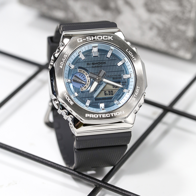 卡西欧手表男士GSHOCK金属农家橡树八角太阳能蓝牙商务男GBM-2100