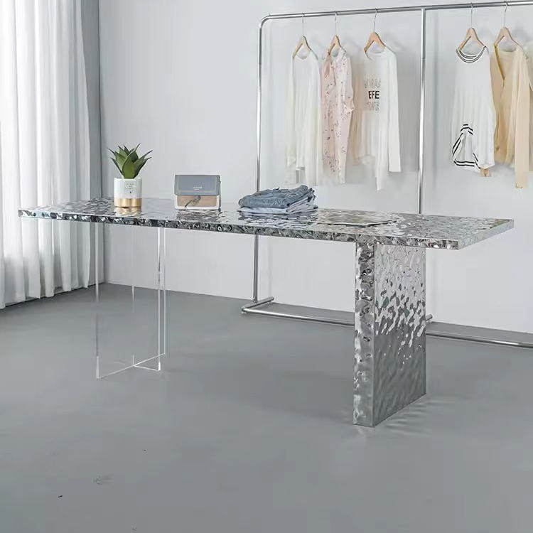 新款服装店中岛展示台不锈钢水波纹流水台中间摆放陈列道具饰品桌,商业/办公家具,中岛/流水台,淘宝优惠券,粉丝福利购,淘宝优惠卷